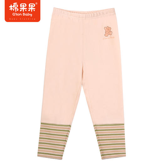 棉果果秋季新品女童螺纹弹力米白百搭打底裤M322206223444 商品图2