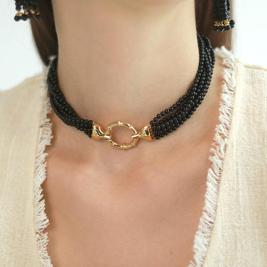 Retro Chic 意大利复古创意饰品 复古珠链项链（经典黑） 商品图1