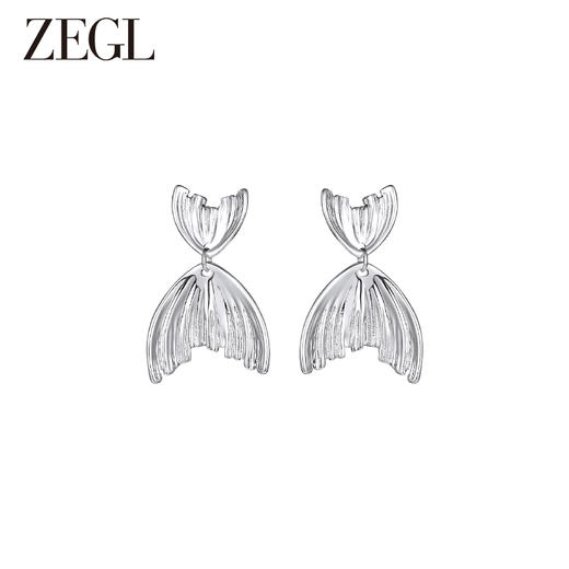 ZEGL鱼尾耳环女2023新款爆款耳钉小众设计感高级冷淡风银针耳饰品 商品图1