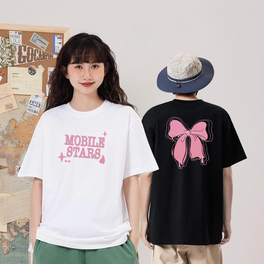 「16色可选！230g重磅面料」蝴蝶结短袖上衣女内搭打底2023夏季新款粉色半袖t恤情侣装短袖潮 商品图1