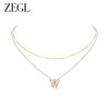 ZEGL蝴蝶人造珍珠叠戴项链女轻奢小众高级感2023年新款双层锁骨链 商品缩略图4