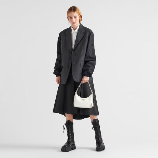 【二】PRADA 普拉达 女士 Saffiano 皮革珐琅金属三角徽标迷你手袋 白色 1BC204 NZV F097W JOM 商品图3