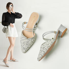 ZHR水钻凉鞋女拖鞋外凉拖鞋女鞋子配裙子穆勒拖夏季女鞋子女百搭