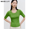 NEELLY纳俪商场同款秋季气质圆领修身针织衫女镂空短袖显瘦上衣N23072A01033 商品缩略图0