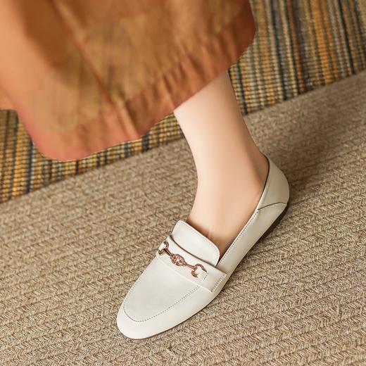 ZHR休闲单鞋2023新款百搭一脚蹬法式复古小皮鞋女通勤轻便乐福鞋 商品图4