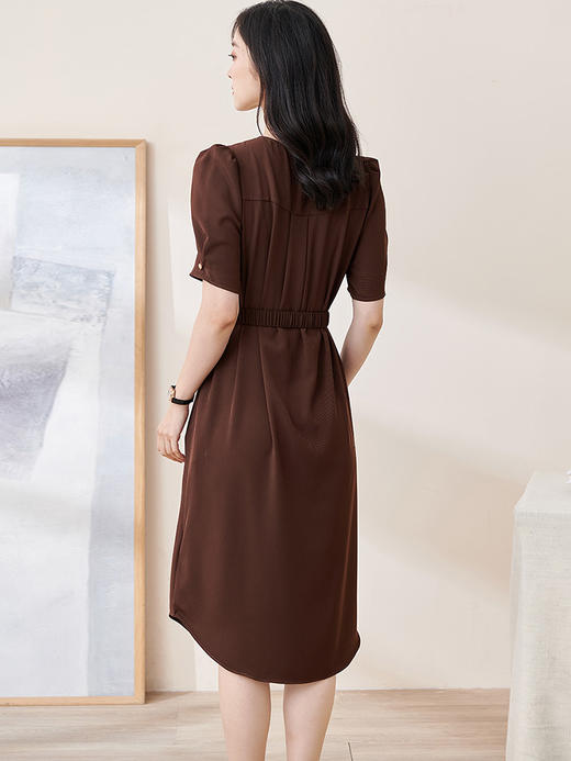 米思阳2024夏季新款时尚气质通勤纯色连衣裙短袖直筒中长裙1278 商品图4