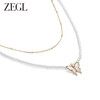 ZEGL蝴蝶人造珍珠叠戴项链女轻奢小众高级感2023年新款双层锁骨链 商品缩略图0