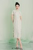荷言HEYEN 檀深雪 竹抱平安纹淡绿色手工旗袍时装周系列 商品缩略图4