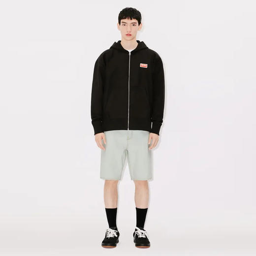KENZO 高田贤三 男士棉质徽标印花拉链连帽卫衣 黑色 FD65 SW100 4ME 99J 商品图3