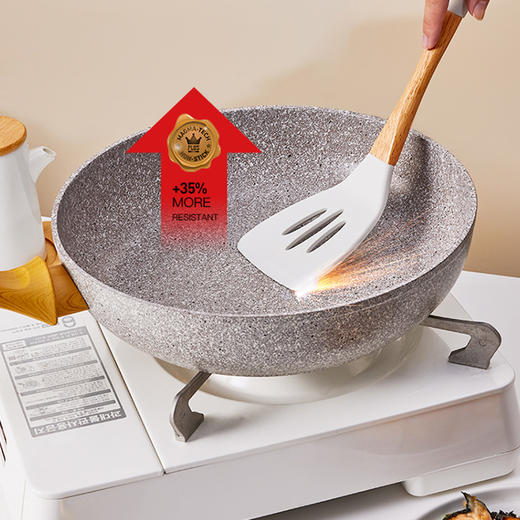 Flonal火山岩平底家用不粘锅煎饼煎蛋麦饭石深煎锅炒菜电磁炉燃气【不支持补差，非质量问题不退不换】S 商品图4
