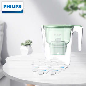 飞利浦（PHILIPS）全新升级净水壶 家用滤水壶 厨房自来水过滤净水器 AWP2813GNT 一壶7芯