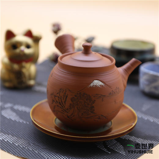 常滑烧富士山间松刻纹茶壶250ml(风月作） 商品图2