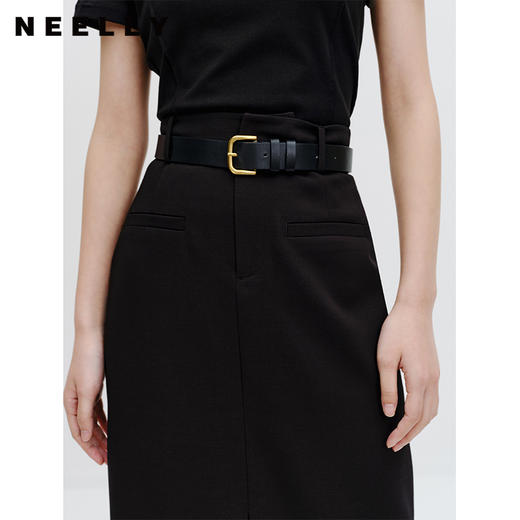 NEELLY纳俪商场同款西装半身裙女收腰前开叉直筒A字裙简约通勤N23072E01052 商品图2