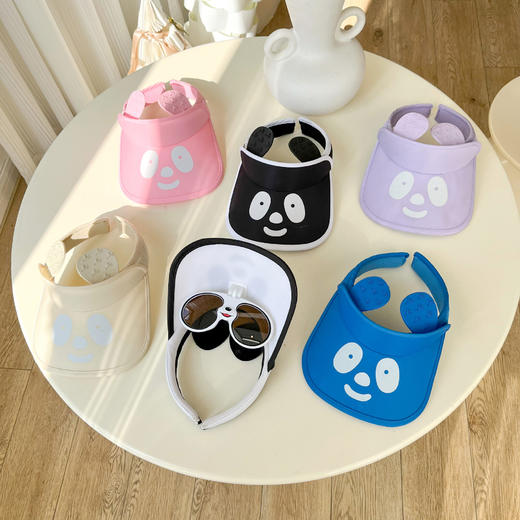 「七色可选！熊猫眼镜款」卡通儿童帽子夏季大帽檐空顶帽 宝宝墨镜防晒遮阳帽宝宝鸭舌帽配饰 商品图1