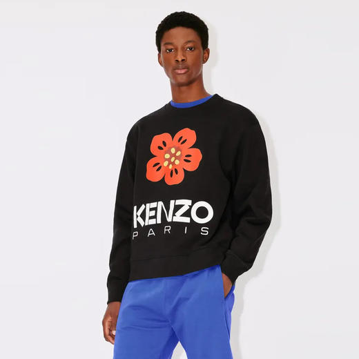 KENZO 高田贤三 男士棉质海棠花徽标印花长袖卫衣 黑色 FD55 SW445 4ME 99J 商品图1