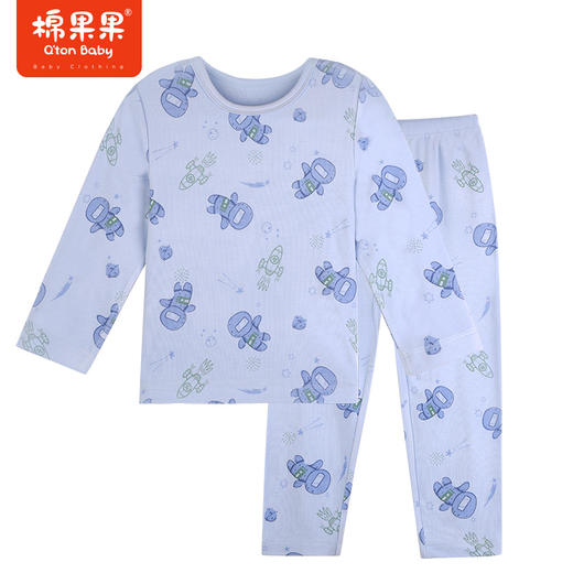 棉果果秋季新品莫代尔含牛奶丝男童80-130码中小童高品质柔软舒适爽滑细腻抗皱免烫健康抑菌家居套头套装M311302423524 商品图2