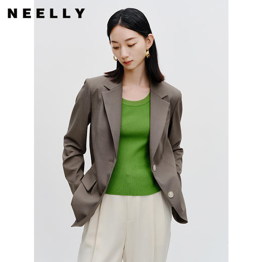NEELLY纳俪商场同款西装外套女气质翻驳领正肩职业通勤西服上衣N23072W01040 商品图0