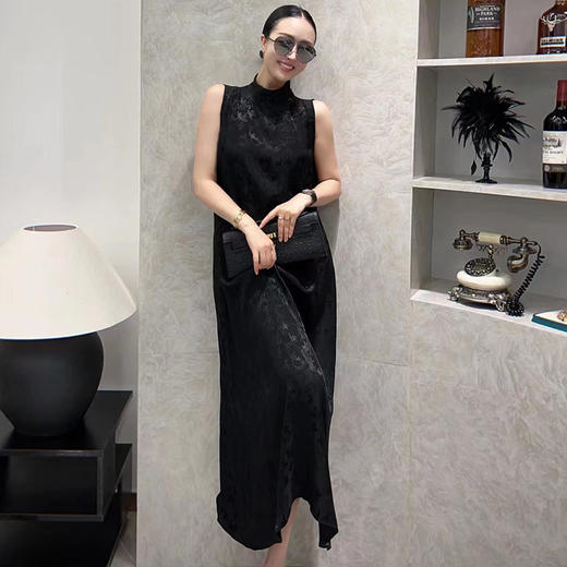 KDS-2261醋酸提花背心裙夏季无袖连衣裙宽松立领裙子 商品图0