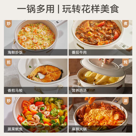 大宇电炒锅 多功能电煮锅不粘锅电蒸锅家用电热锅大功率4L大容量电火锅多功能锅多用途锅EP01 白色【伊藤优选302401】 商品图2