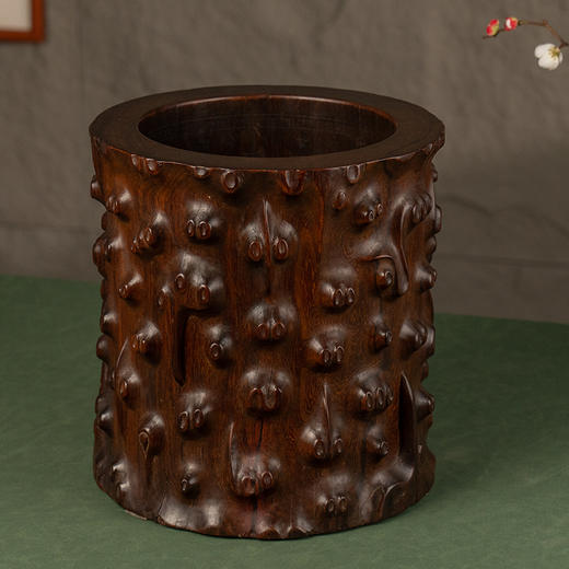 清 红木雕树瘤大笔海 商品图4