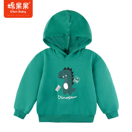 棉果果秋季新品男童大毛圈常规休闲运动风百搭可爱小恐龙可拆玩具连帽套头卫衣M312182223485 商品图0