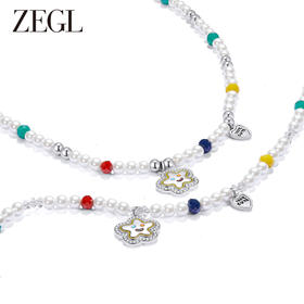 ZEGL笑脸串珠项链女轻奢小众高级感人造珍珠法式复古锁骨链配饰品