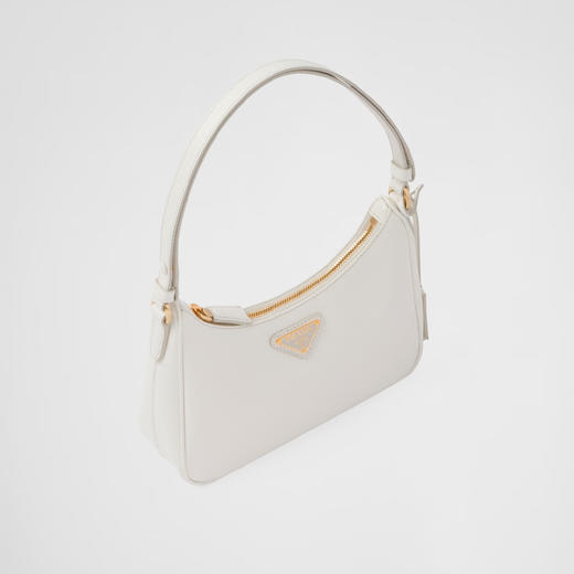 【二】PRADA 普拉达 女士 Saffiano 皮革珐琅金属三角徽标迷你手袋 白色 1BC204 NZV F097W JOM 商品图1