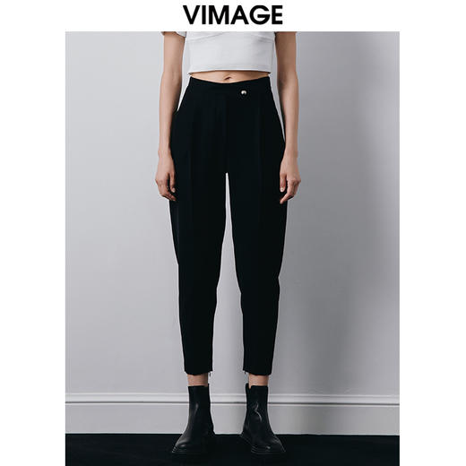 【转款下架】VIMAGE纬漫纪秋季新款高腰通勤纯色显瘦裤子V2005604 商品图5