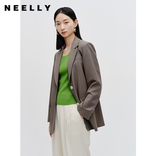 NEELLY纳俪商场同款西装外套女气质翻驳领正肩职业通勤西服上衣N23072W01040 商品图2