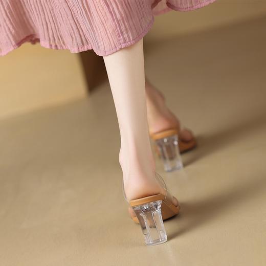 ZHR透明一字带凉鞋女2023新款夏超仙气质性感高跟鞋外穿拖鞋 商品图6