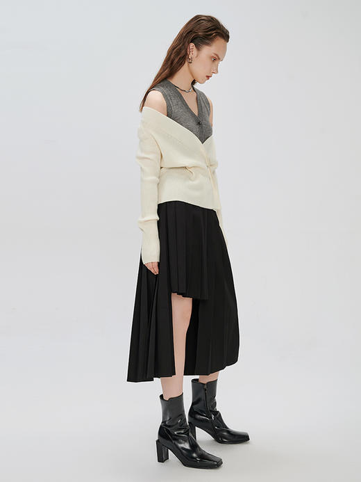 Self Who绵羊毛可拆两件套毛衣针织衫背心解构主义风开衫2023夏 商品图3