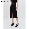 NEELLY纳俪商场同款西装半身裙女收腰前开叉直筒A字裙简约通勤N23072E01052 商品缩略图0