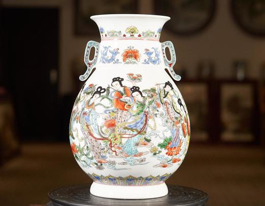 古彩天女散花双耳福筒 商品图0