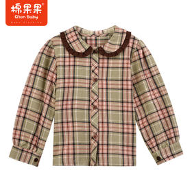 棉果果秋季新品女童梭织洋气百搭格子衬衣M322150223448