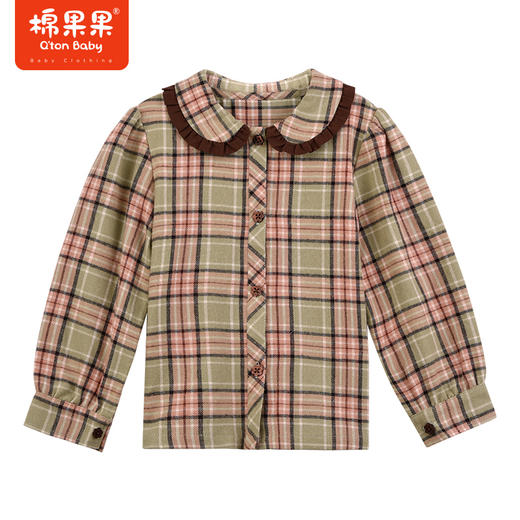 棉果果秋季新品女童梭织洋气百搭格子衬衣M322150223448 商品图0