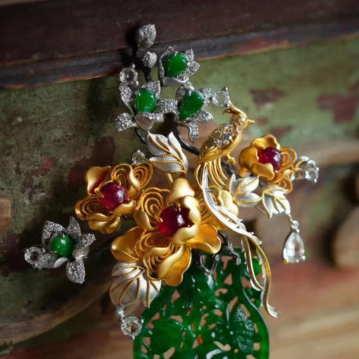 龢盒原创 妙趣‮来从‬两三枝 瓶花胸针吊坠二用 商品图3