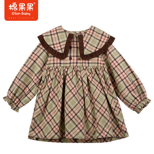 棉果果秋季新品女童格子梭织洋气公主风大翻领连衣裙裙子M322700223437 商品图2