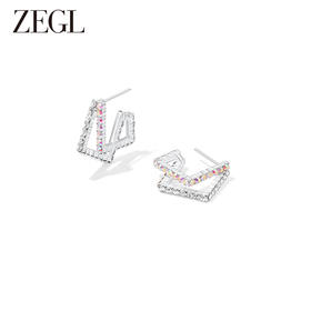 ZEGL璀璨几何耳环女2023新款爆款耳钉小众设计感高级925银针耳饰