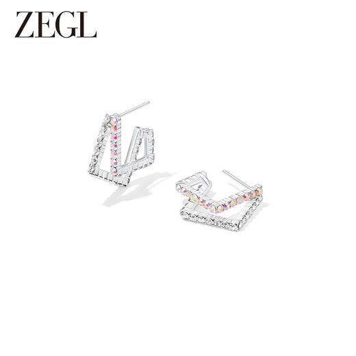 ZEGL璀璨几何耳环女2023新款爆款耳钉小众设计感高级925银针耳饰 商品图0