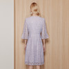 EITIE爱特爱温柔气质紫色V领喇叭袖收腰显瘦蕾丝连衣裙秋季新款C07224 商品缩略图4
