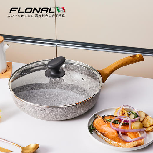 Flonal火山岩平底家用不粘锅煎饼煎蛋麦饭石深煎锅炒菜电磁炉燃气【不支持补差，非质量问题不退不换】S 商品图1