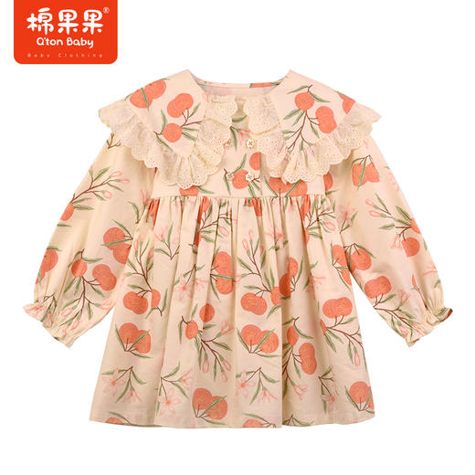 棉果果秋季新品女童梭织棉斜纹大翻领连衣裙M322700223438 商品图2