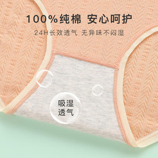 梦芭蒂防侧漏生理裤3条装女士内裤姨妈裤月经裤高腰纯棉抑菌裆内裤汀花雨细3条装 商品图4
