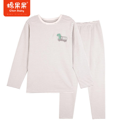 棉果果秋季新品男童罗纹弹力有机棉纱5A弹力修身140-160码中大童抗菌家居套头套装M311302223519 商品图5