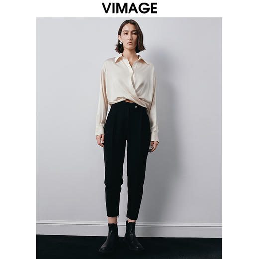 【转款下架】VIMAGE纬漫纪秋季新款高腰通勤纯色显瘦裤子V2005604 商品图1