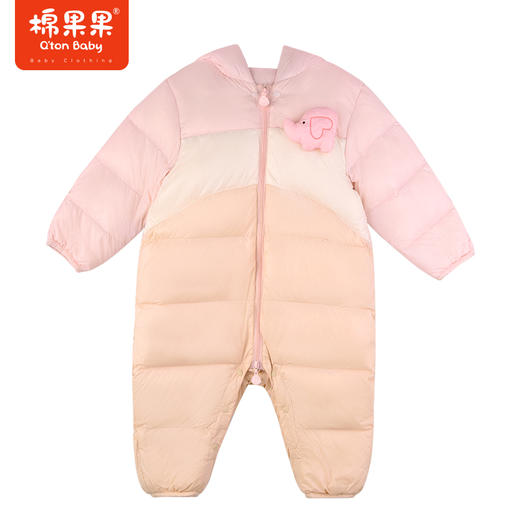 棉果果秋季新品女童防钻绒5A抗菌轻羽绒连体衣爬服连身衣哈衣M322722923402 商品图5