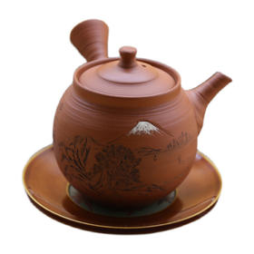 常滑烧富士山间松刻纹茶壶250ml(风月作）