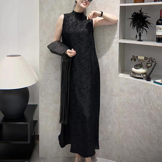 KDS-2261醋酸提花背心裙夏季无袖连衣裙宽松立领裙子 商品图2