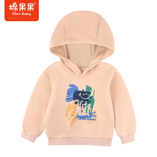 棉果果秋季新品男童连帽套头加绒卫衣复合奥利绒加绒M312182423463 商品图0