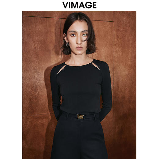 VIMAGE纬漫纪秋季新款设计感小众修身小上衣女V2013605 商品图5